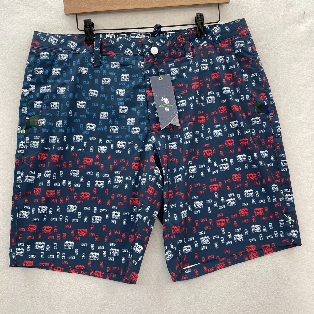William Murray Shorts Mens 34 Blue Amphibious Swim Golf Cheers Beers Fun Hybrid